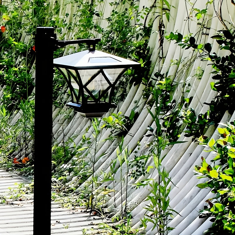 New Flagship Solar LED Street Light Decorative Light, 4-Grid Pattern Hanging Basket Light - Vintage Painted Copper Finish, Warm White Two Color Optional Light - Perfect for Gardens, Courtyards, Pathways and More
