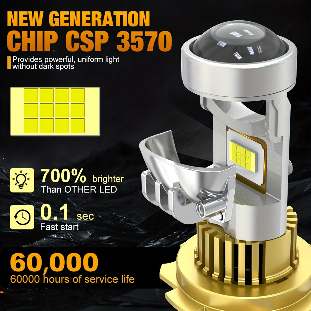 S&D 2-Pack High/Low Beam 150W H4 H7 LED Car Lens Headlight Bulbs, 60000LM H11 9005 HB3 9006 HB4 Car Lens Lights, Turbo LED Lights, Super Bright Car Headlights, Plug-and-Play, 12V, with Canbus Interface