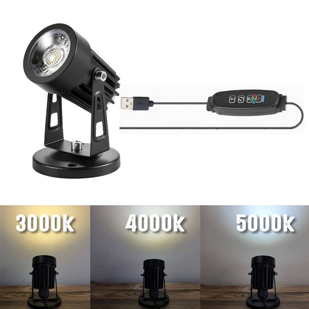 5W LED Plant Spotlight, Indoor Uplight with Timer, USB 5V Dimmable Adjustable Uplighting Lamp for Plant Art Decoration