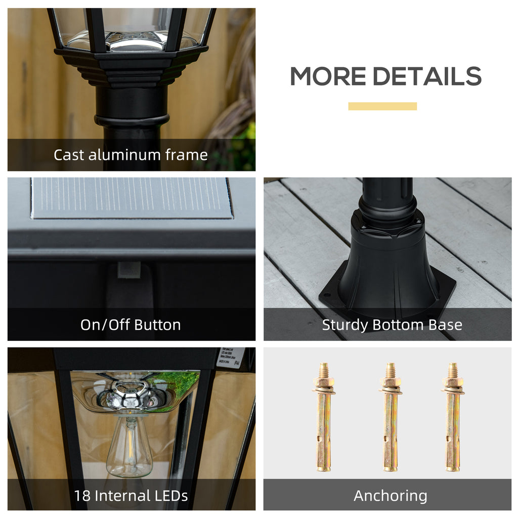 77-Inch Solar Lamp Post Light, Aluminum Outdoor Street Light Garden Light, PIR Motion Activated Sensor, Adjustable Brightness, Perfect for Lawn, Walkway, Driveway, Black