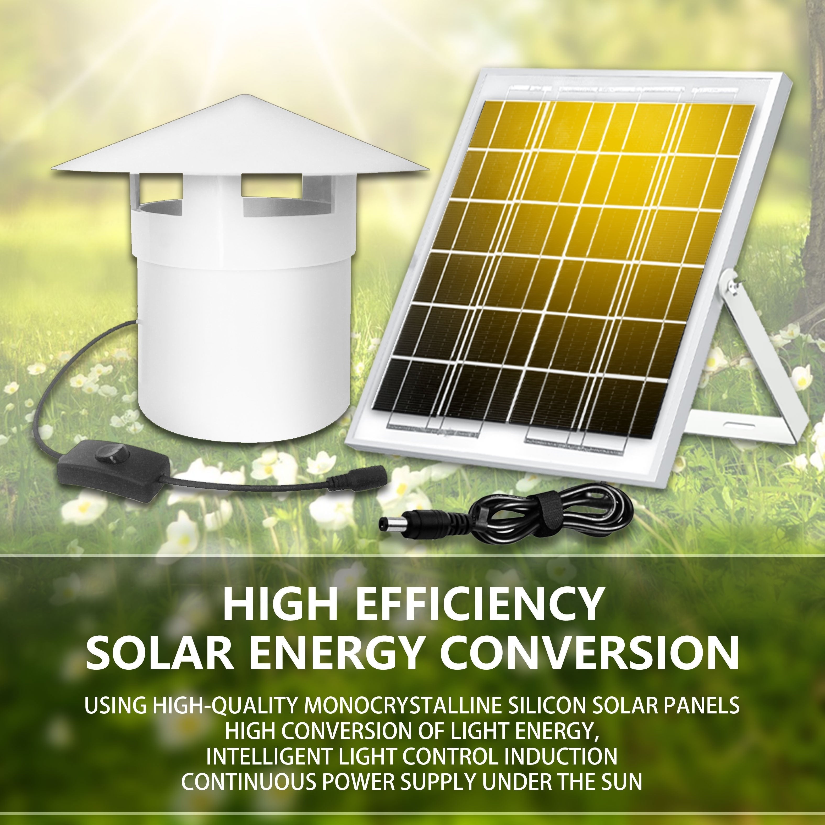 1 Piece Household Solar Fan - 8W Solar Panel, White Solar Fan, Perfect for Air Circulation in Greenhouse, Chicken Coop and Pet House