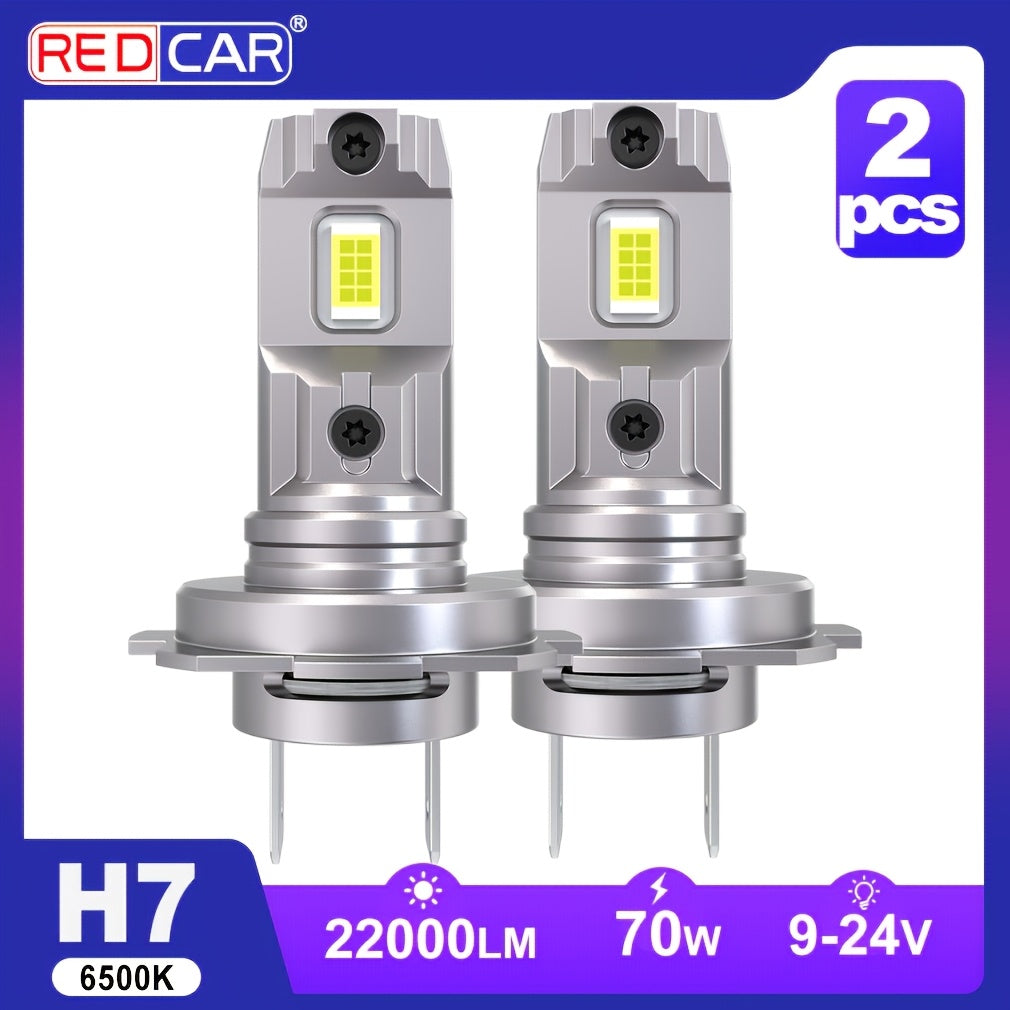 2Pcs H7 LED Car Headlight Bulbs Canbus Bulb LED Car Bulb High/Low Beam Super Bright White 6500K 9V-24V