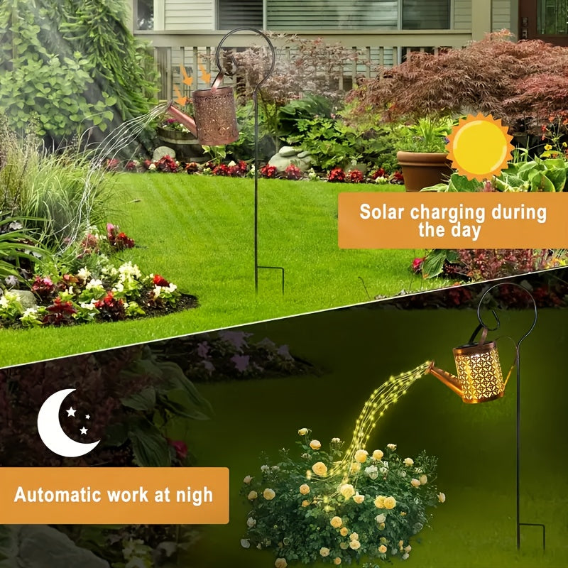 1PC Solar Watering Can Light, Outdoor Hanging Garden Decoration Solar Light, Vintage Metal Hanging Solar Light, LED Solar String Light Lawn Path Courtyard Light, Perfect for Parties, Holidays, Patios, Festivals, Garden Pathways