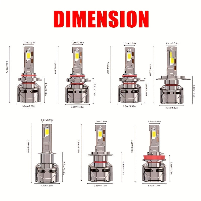 2-Pack H11 Car LED Light Bulbs, LED Headlights, 57260 Lumens, Canbus Error-Free, 360° Beam Angle, H1, H4, H7, H11, CSP Chip, Aluminum Housing, HB3/9005, HB4/9006, HIR2/9012, Easy to Install, 12V/24V, Compatible with 99% of Cars - B71