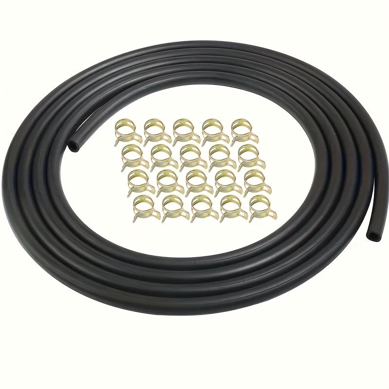 1 Piece Flexible Fuel Hose with 20 ID Hose Clamps - For Auto Parts & Small Engines - Suitable for Fuel Line Repair, Dirt Bikes, etc., Fuel Hose Repair | Flexible Fuel Hose | Durable Fuel Hose