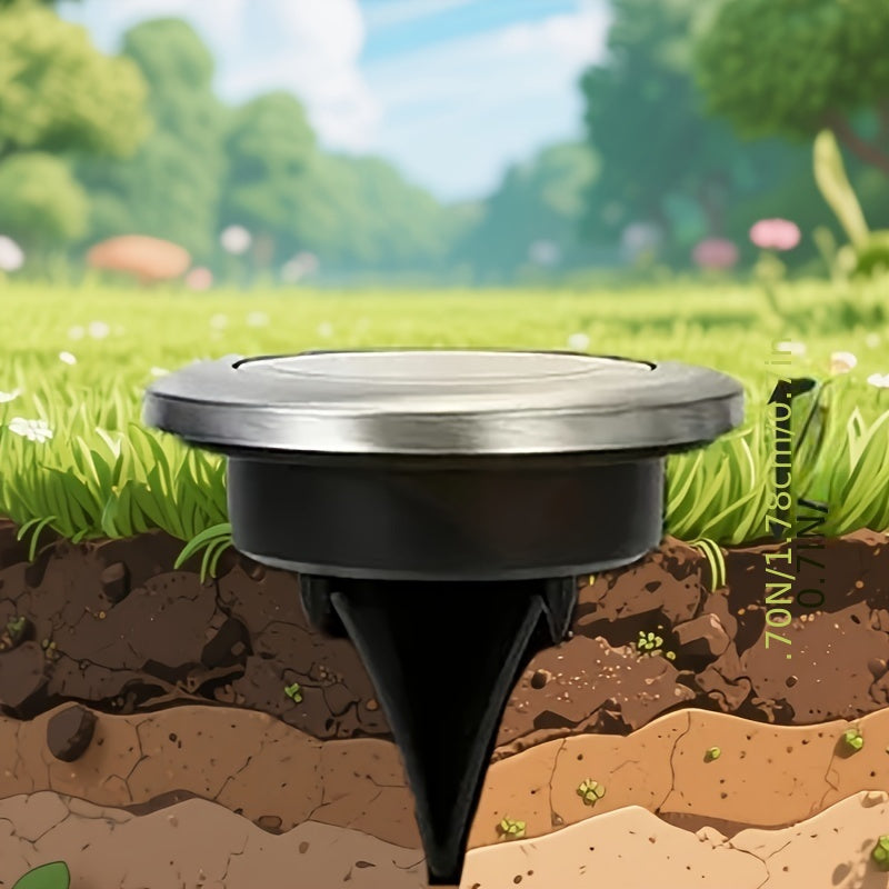 Solar Ground Spotlight Geometric Light, Stainless Steel Warm White Outdoor Landscape Light, 8LED Rotating Disc Light, Garden Viewing Light, Floor Lamp, Corridor Courtyard Patio Lawn Decorative Lighting, Solar Garden Light
