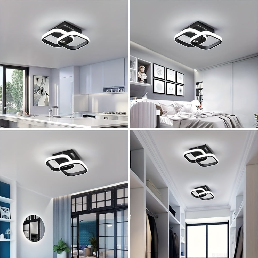 Premium creative square bedroom ceiling light, living room lighting fixture, modern minimalist European and American style three-color changing ceiling light, stylish double-sided ceiling light, energy-saving and durable