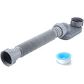 1 Set Bathtub Shower Drain Pipe - Telescopic Odor-Proof Drain Hose 2-Piece Set: 1 Gray 1-1/2" Drain Pipe + 1 Blue Teflon Tape, for Bathroom