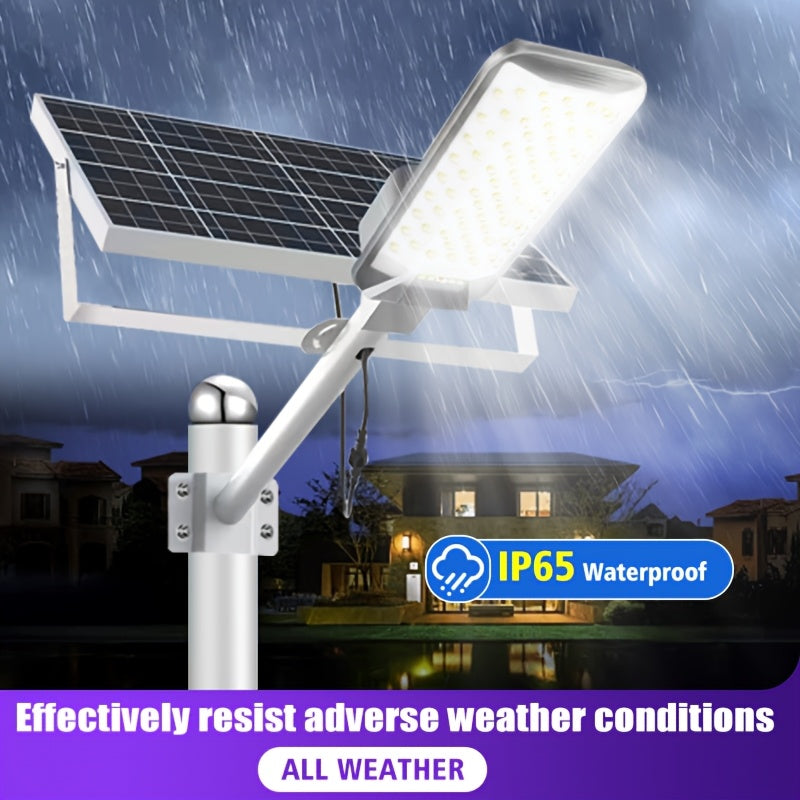 1 Piece High-Brightness Curved LED Solar Street Light, 6500K Solar Street Light with Remote Control, Home Solar Garden Light for Outdoor Commercial Parking Lot and Road Lighting