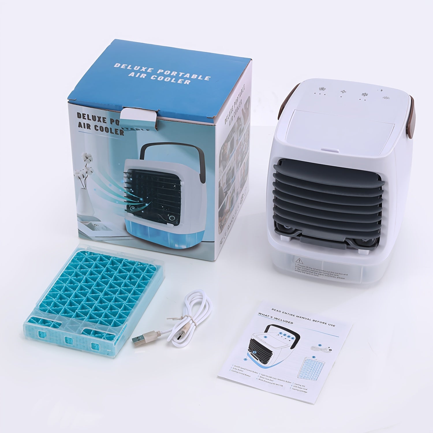 Portable Mini Desktop Mist Air Cooler, 7 Color Night Light Rechargeable Small Cooling Fan, 4 Speed 16.91oz Water Tank Quiet Desktop Fan, Type-C Charging for Home Office Bedroom