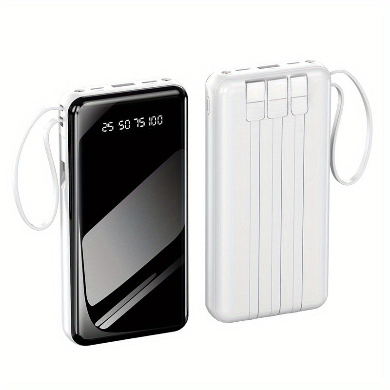 1個，25800/60000mAh大容量移動電源，內建4條線，適用於多種裝置，強力應急LED燈，智慧LED顯示屏，可同時為5臺裝置充電，適合旅行和露營
