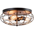 LIFEZEAL Semi-Flush Mount Pendant Light, 3-Light Industrial Vintage Style Chandelier Fixture, Unique Iron Metal Cage Lamp Shade, Rustic Luxury Chandelier, Suitable for Living Room, Kitchen, Bedroom and Office, Black