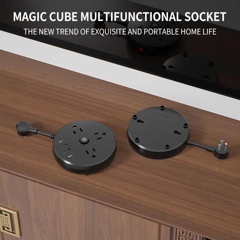 7-in-1 Multi-functional Wall Short-line Power Socket, 2 Packages Of The Same Type Delivered, Including Overload Protection And Power Switch Indicator Light, 3 Power Output 2 USB And 2 Type-C, Practical One-turn Multi-power Socket