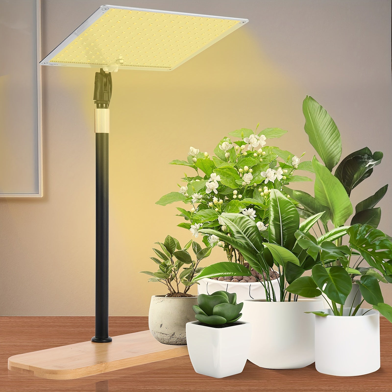 Full Spectrum Indoor Plant Grow Light, 204 LED Desktop Grow Lamp with Timer, 3/9/12H Timing, 10 Dimmable Brightness Levels, Height Adjustable from 11 Inch to 23 Inch
