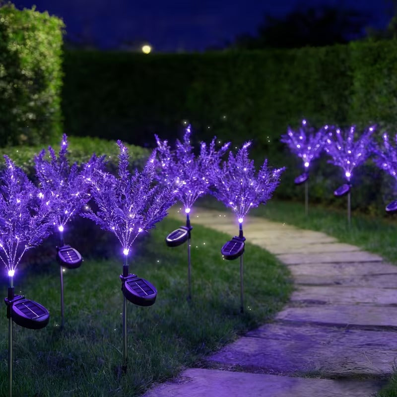 7-Head Purple Solar Lavender Garden Light - Outdoor Landscape Spotlight with Light Sensor, Perfect for Pathways, Courtyards, Porches, Lawns, Wedding & Festival Party Decor, Weather-Resistant Plastic Design, Solar Courtyard Decoration