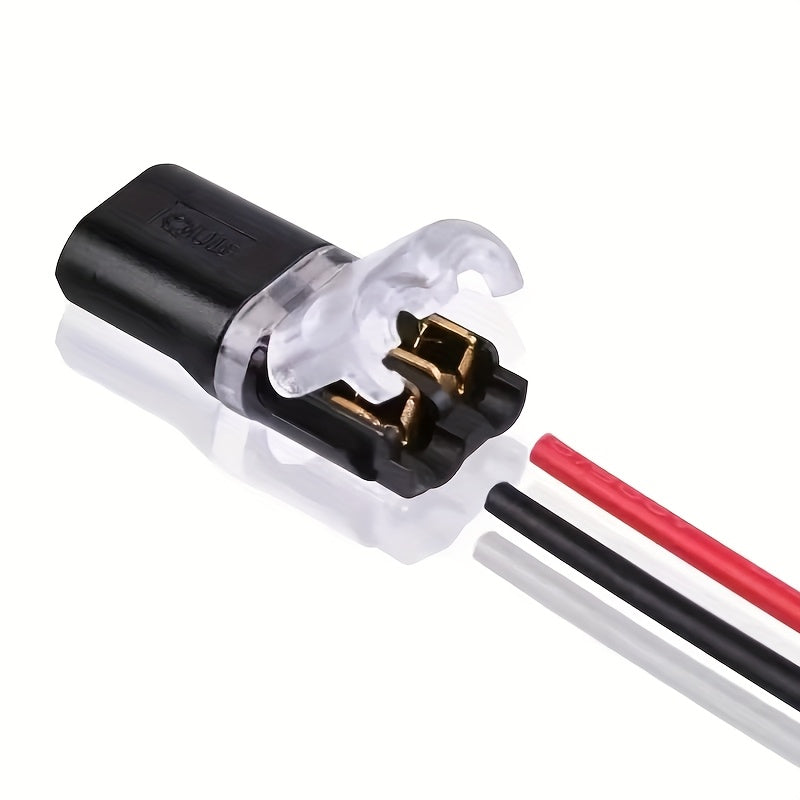 10/20/50pcs Wire Insertion Connector with Lock Catch - Pluggable LED Wire Connector, 2-Pin 2-Way Wire Connector, AWG 18-22, No Wire Stripping Required