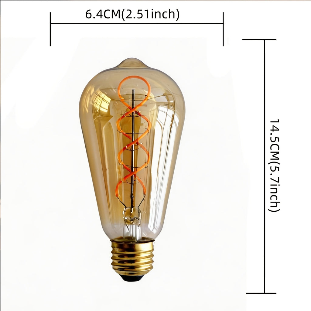 1-pack, ST19 vintage LED bulb, 2300K, dimmable, spiral filament, decorative glass, E26 base, perfect for home decoration