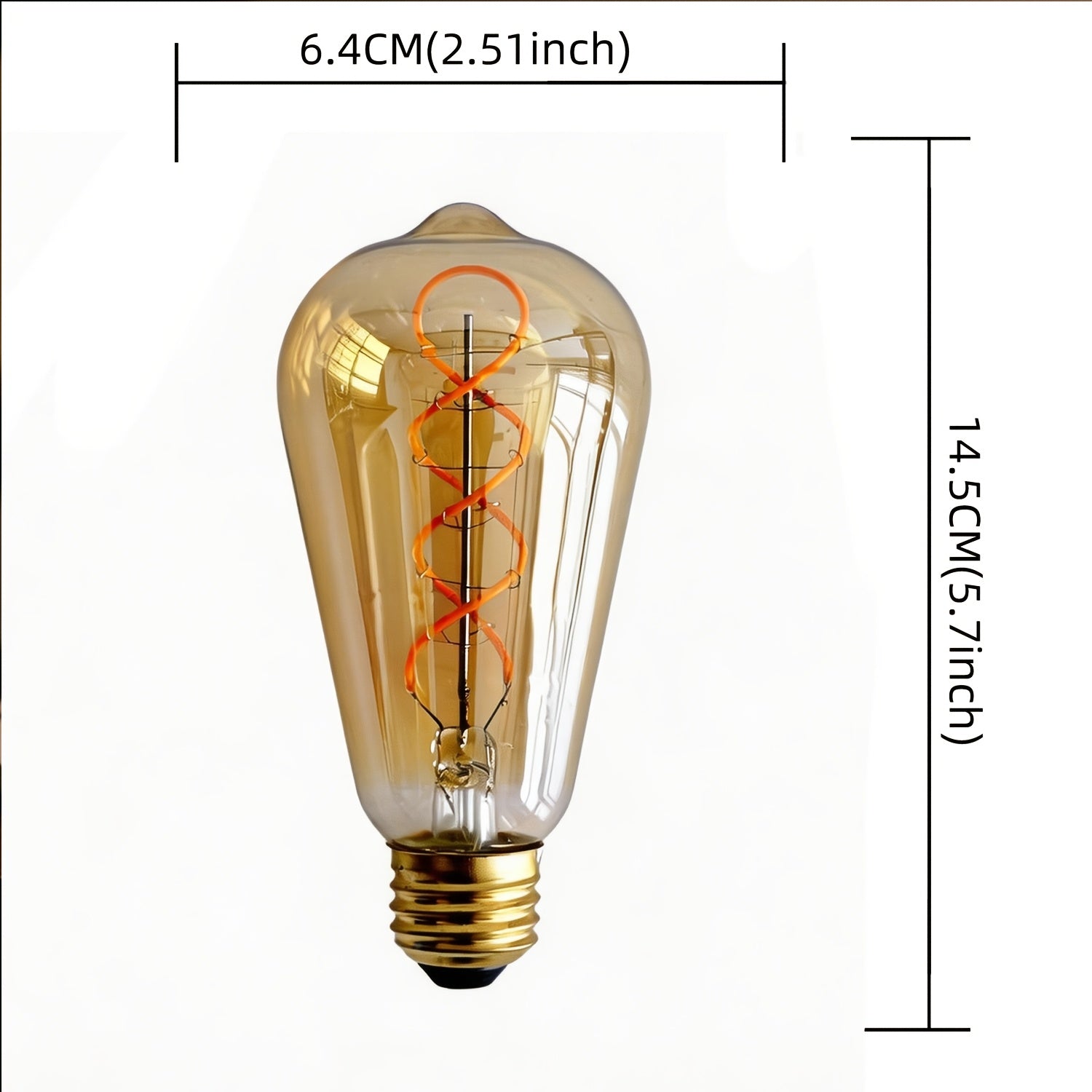 1-pack, ST19 vintage LED bulb, 2300K, dimmable, spiral filament, decorative glass, E26 base, perfect for home decoration