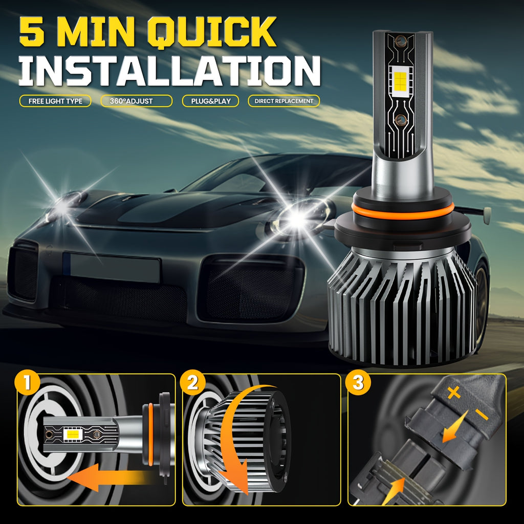 4-Pack 9005 9006 LED Headlight Combo Bulbs High/Low Beam Integrated Super Bright White Light 6500K Color Temperature