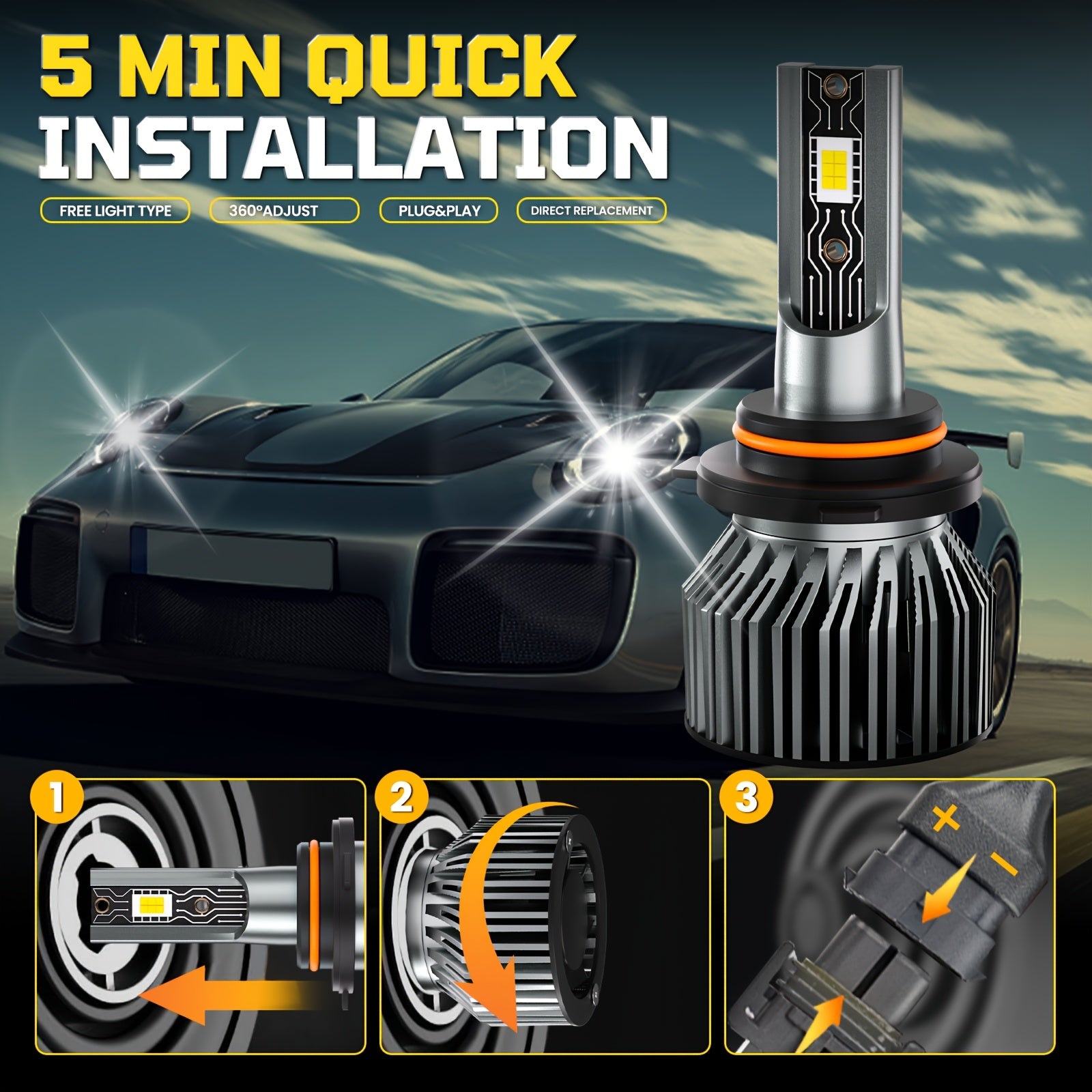4-Pack 9005 9006 LED Headlight Combo Bulbs High/Low Beam Integrated Super Bright White Light 6500K Color Temperature