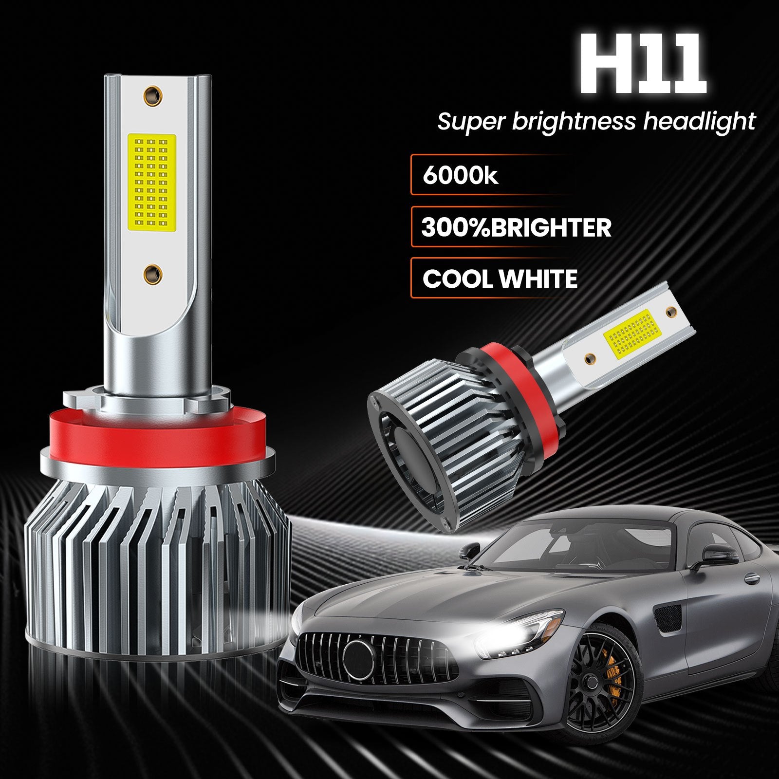 H11 H8 H9 TXBILMOO 2-Pack LED Headlight Bulbs High/Low Beam Set Bright White 10000Lm, No Battery Included