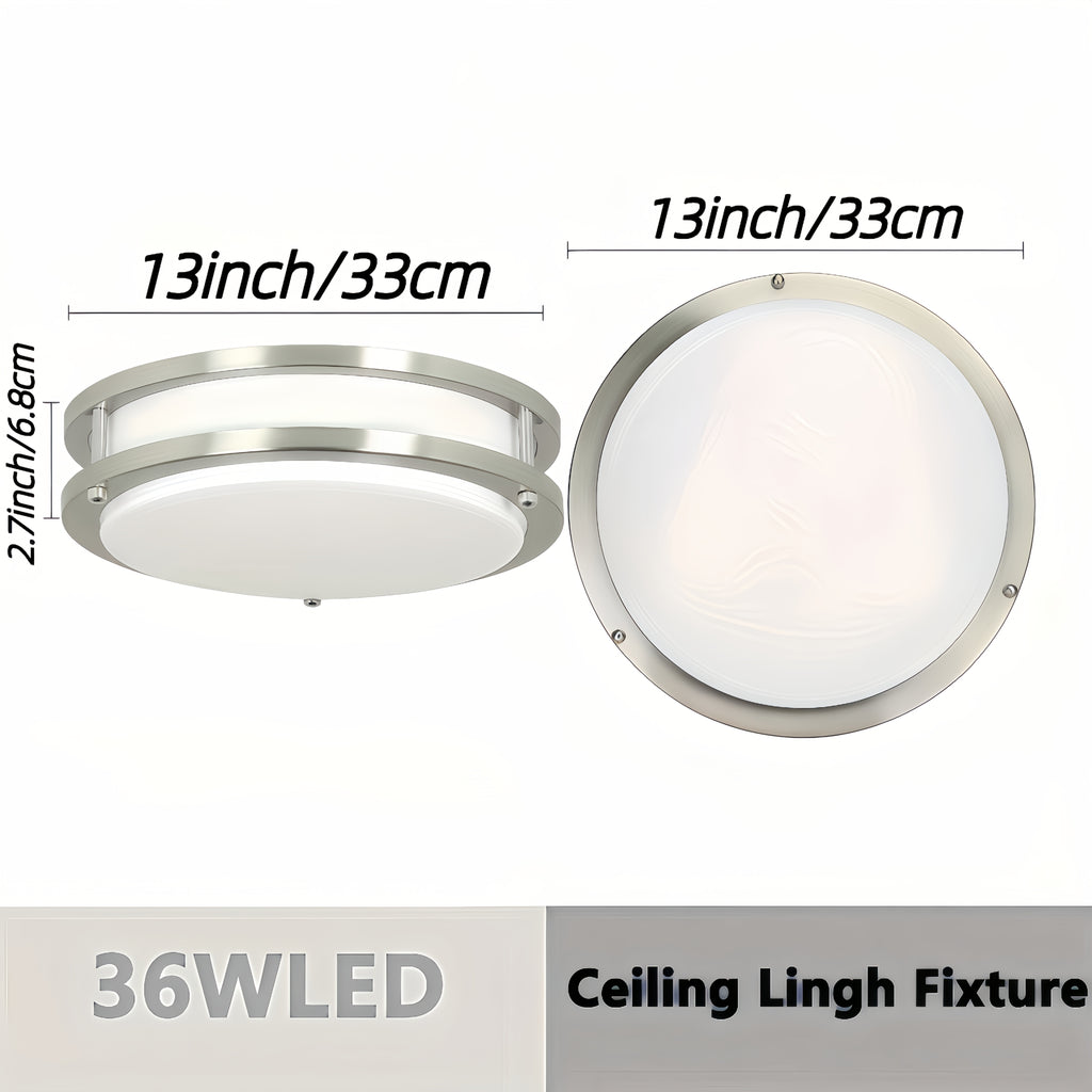 13-Inch 36W LED Recessed Ceiling Light, Ultra-Bright 3200 Lumen Dimmable Ceiling Light, 5 Color Temperatures 2700K/3000K/4000K/5000K/6000K, Ceiling Light Fixture Suitable for Kitchen, Hallway, Bedroom, Bathroom