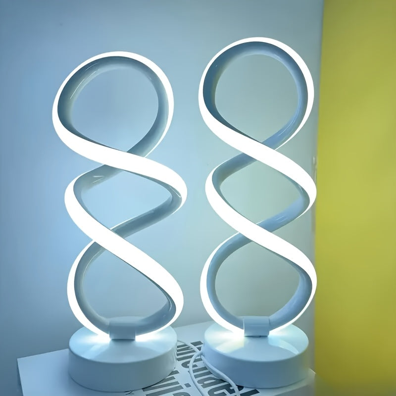 1/2-pack spiral LED table lamp, dimmable modern push-button control desk light, 10-level brightness adjustment, metal power supply, suitable for bedrooms, living rooms, offices and other indoor spaces, excellent home decoration