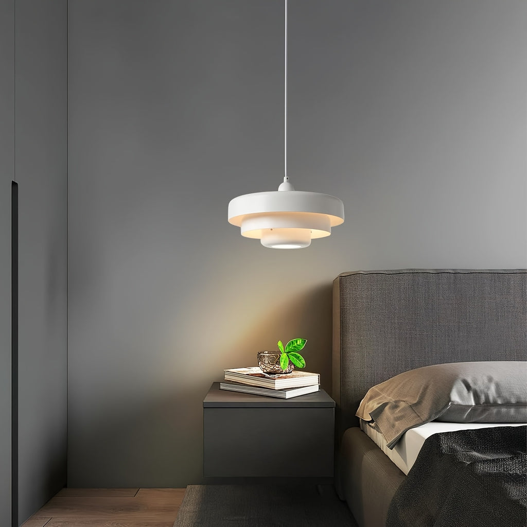 Large Retro Mid-Century Modern Pendant Light - Semi-Flush Mount Pendant Light, Suitable for Dining Room, Living Room, Bedroom, with Metal Bowl Shade, Dimmable Function, E26 Socket (Socket Sold Separately)