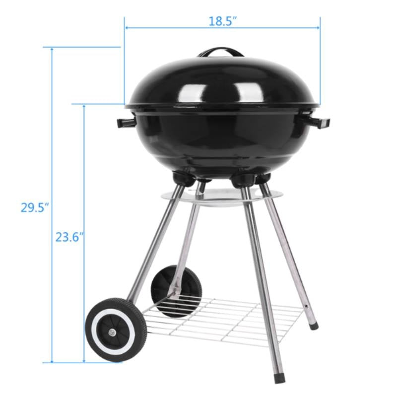 18-Inch Coke Stove with Enamel-Coated Body, White Sides and 5.91-Inch Diameter Wheels