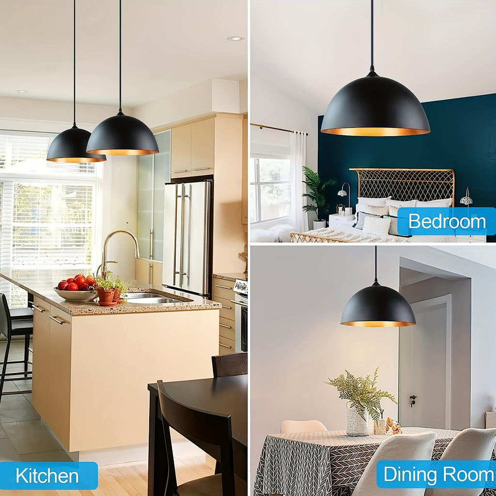 2-Piece Industrial Style Kitchen Island Pendant Light, Vintage Rustic Hanging Decor for Kitchen, Farmhouse Dining Room, E26/E27 Base Ceiling Light, Bulb Not Included
