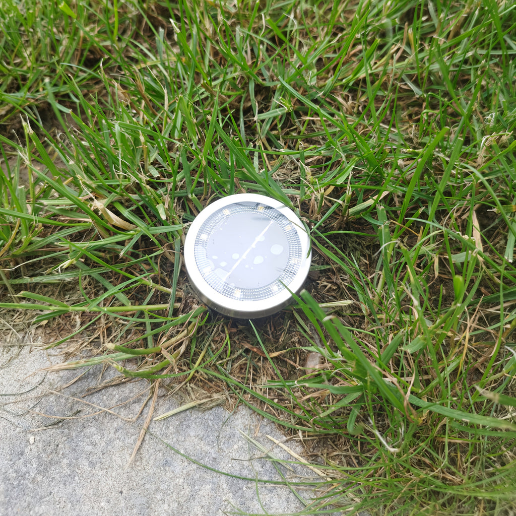 4/8/12pcs 太阳能8LED灯珠地面照明灯，增强加厚设计更亮户外光源，便捷嵌入式安装，暖白色光线，适用于别墅、公园及装饰照明，耐用塑料外壳