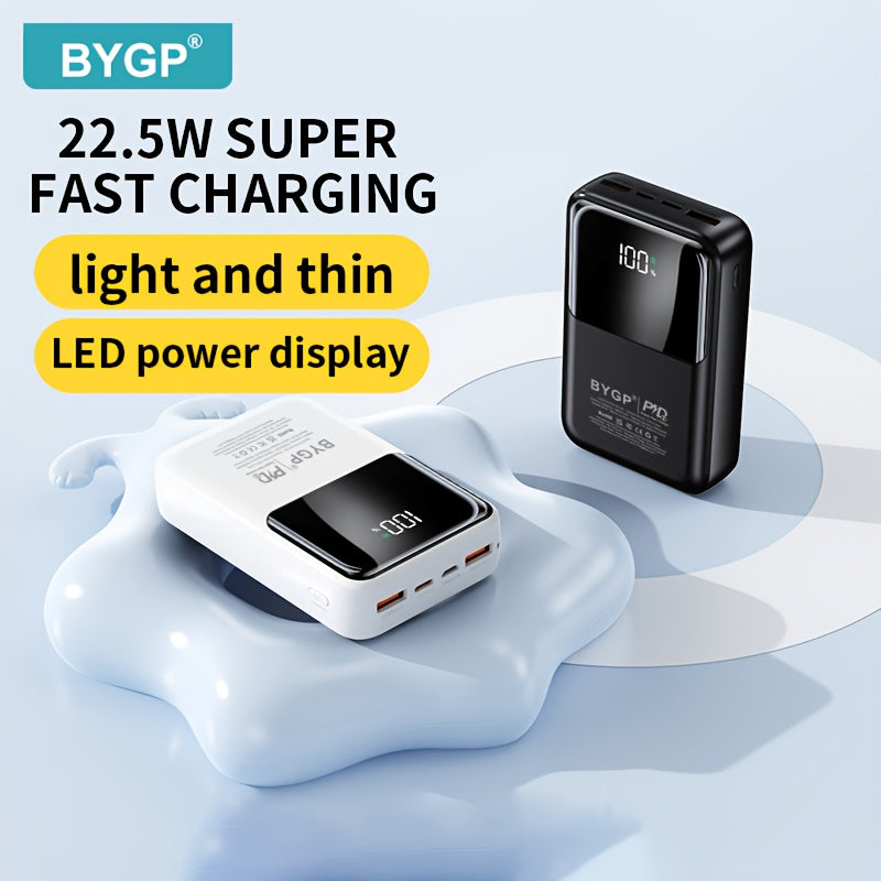 Ultra fast charging mobile power bank 10000mAh/20000mAh - suitable for iPhone PD 20W and Android QC2.0/22.5W, (USB-A/Type-C/mccio) port, LED display screen, outdoor camping emergency backup battery pack