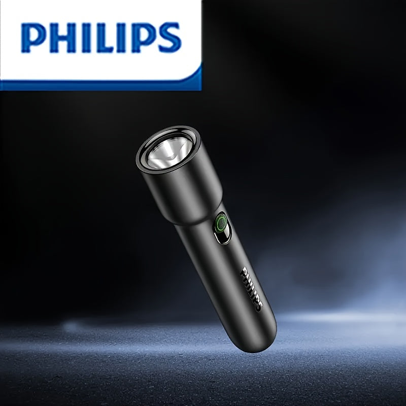 Philips Outdoor Ultra-Bright Flashlight, Matte Surface for Comfortable Grip, 4-Level Dimming Modes, Smart Battery Level Display for Long Battery Life, Portable Multi-Functional Flashlight for Home & Camping - Type-C Charging