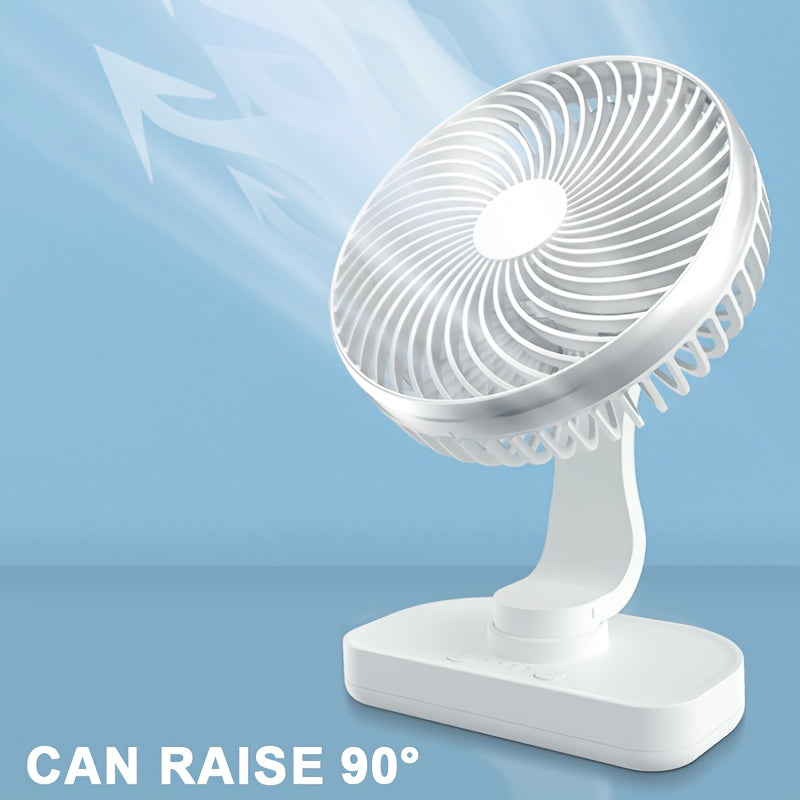 Portable Rechargeable Desktop Fan, Long Lasting Battery Auto Oscillating Fan, Up & Down Angle Adjustable, Compact Quiet Mini Fan Ideal for Dormitory Office