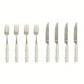 8/12/16Pcs Ceramic Handle Cutlery Set, Stainless Steel Knife Fork Spoon Set, Novel Creative Pearl-Shaped Handle Fork, Soup Spoon, Rice Spoon, Perfect for Restaurant & Home Dining, Kitchen Supplies, Kitchen Accessories, Kitchen Utensil Set