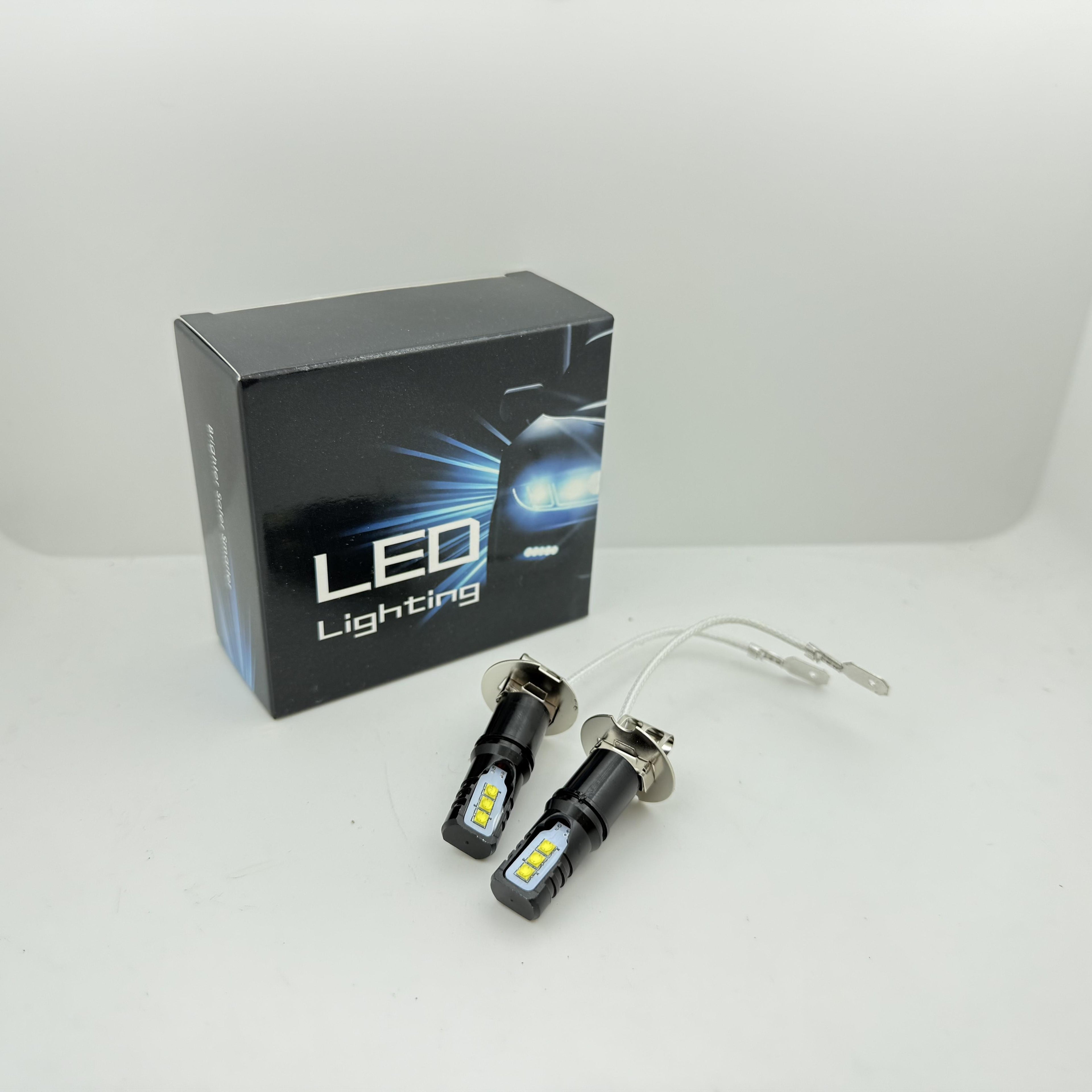 2-Pack H1 H3 160W 6000K 6000LM Super Bright Daytime Running Light LED Headlight Bulb Set High Beam 2525 Chips Fog Light Driving Light for Car 12V, No Battery Included