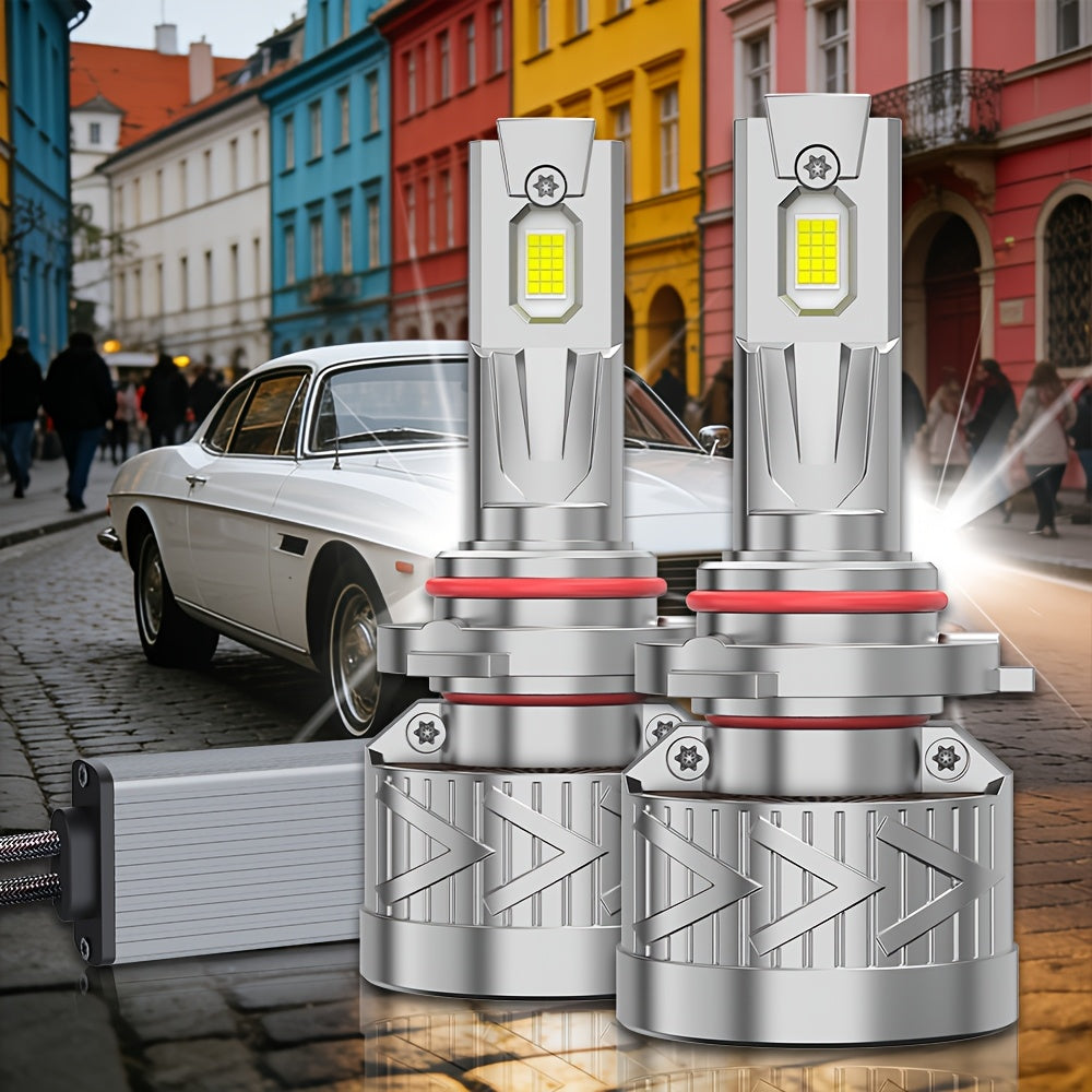 2-Pack LED Headlight Kit, Compatible with H11/H7/H4/H1, 9005/9006/9012 - 56000LM, 6500K Cool White Light, Turbo Fan Cooling and High Durability, Designed to Fit Most Vehicles, No Battery Needed