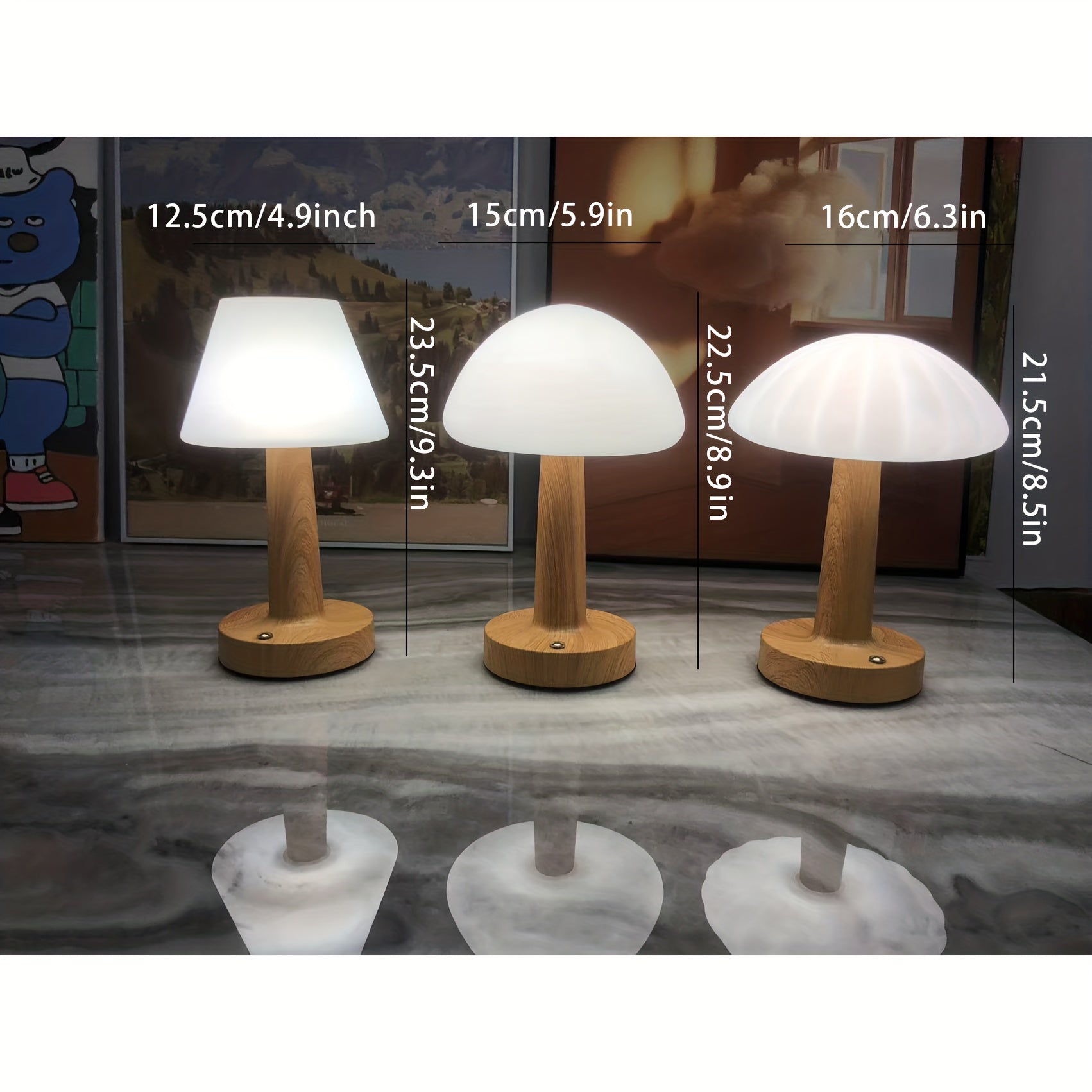 Nordic creative iron art simulated wood table lamp, ins style bedroom table lamp