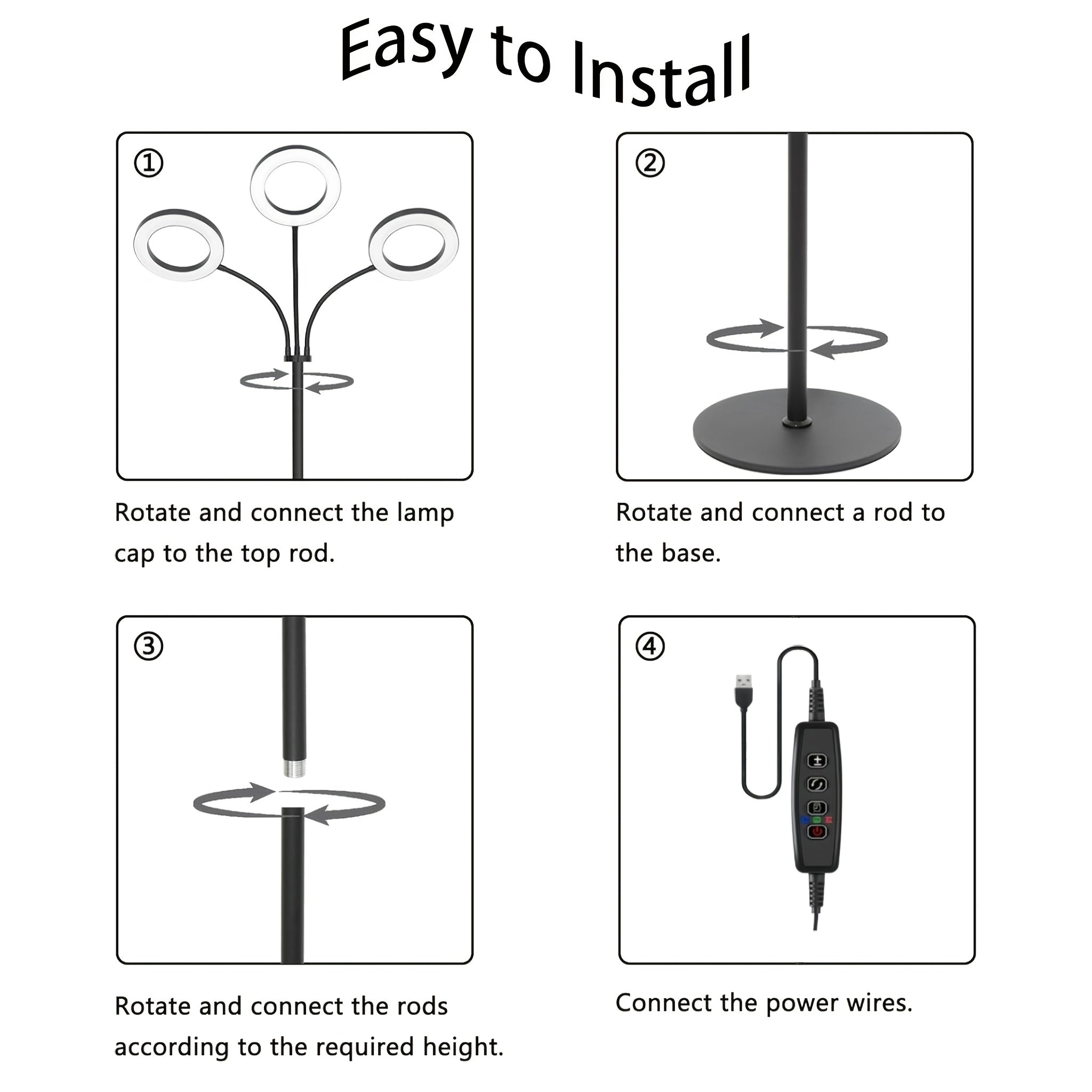 Floor-Standing Grow Light for Indoor Plants, Full-Spectrum Plant Light Bar with 68" (Approx. 172.7 cm) Stand, Suitable for Large Tall Plants, White Ring Grow Light Bar, 6/12/16H Timer, 3 Light Modes, 5 Dimming Levels