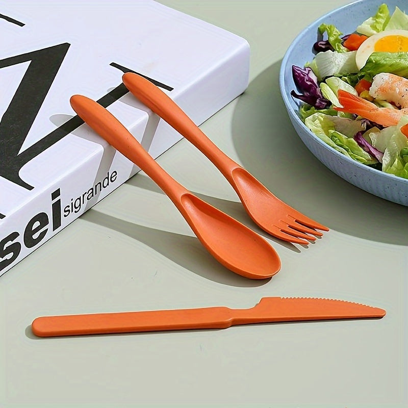 1 Set Outdoor Cutlery Set – Portable Spoon, Fork & Knife with Storage Case – Reusable Camping Utensil Set – Perfect for Work, School, Travel & Picnics
