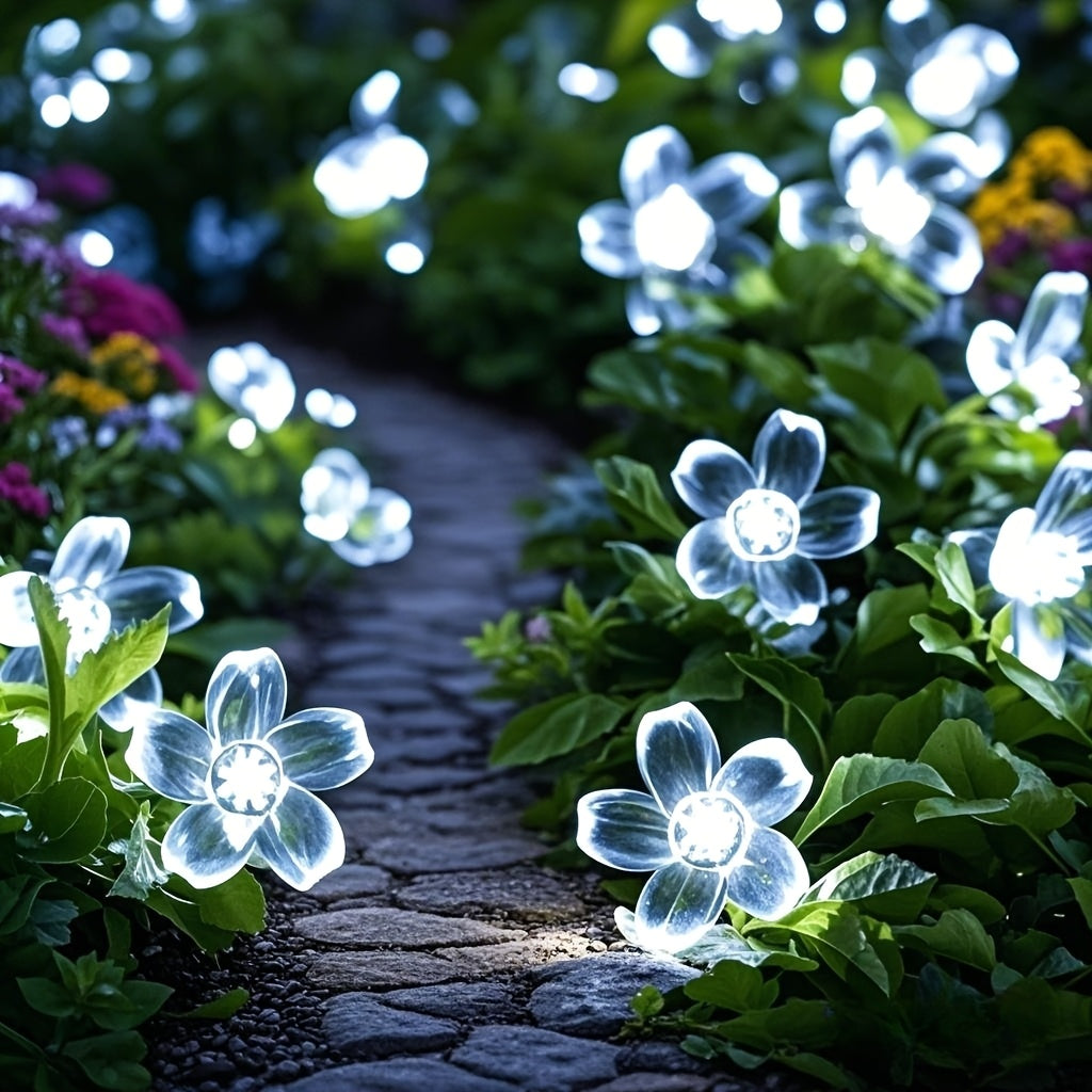 Solar Cherry Blossom String Light 100/50/20 LED Beads Flower Decorative Fairy Light Outdoor 8 Modes IPX4 Waterproof Fence Lawn Garden Trees Wedding Halloween Christmas Decorative Light