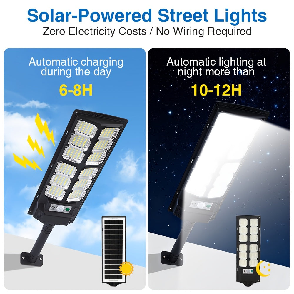 1pc/2pcs - Outdoor Solar LED Floodlight, Outdoor Solar Street Light, Dusk-to-Dawn, 13000 Lumens Brightness, Solar Wall Mount Light with Motion Sensor and Remote Control, Perfect for Courtyard, Parking Lot, Warehouse or Driveway.