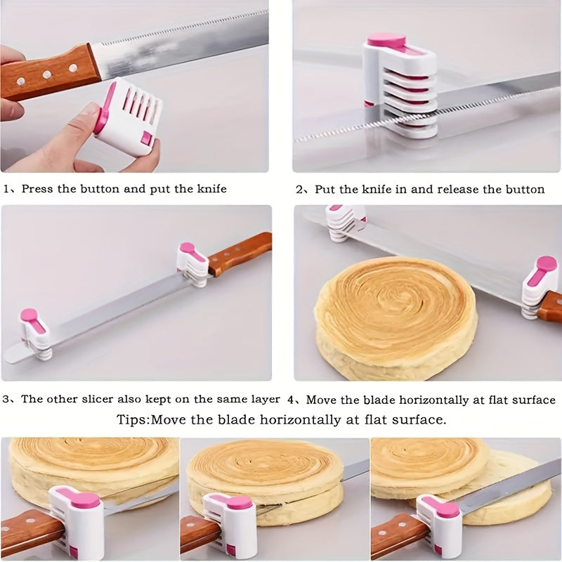 2 Pieces 5-Layer Bread Slicer & Cake Cutter – Creative Kitchen Tool, Baking Tool for Even Slicing of Bread Dough, Pastry, Desserts – 2.09 x 1.81 Inches – For Restaurant / Food Truck / Bakery – Non-Food Contact Cake Cutting Tool