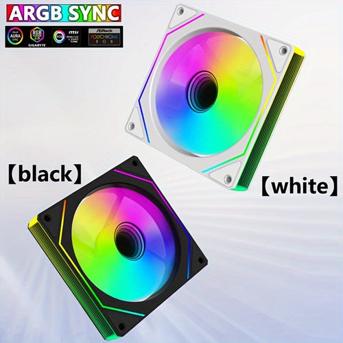12cm Silent PC Case Fan, ARGB 5V 3Pin Mirror Style Cooling Fan, Air & Water Cooling Chassis Ventilation Fan