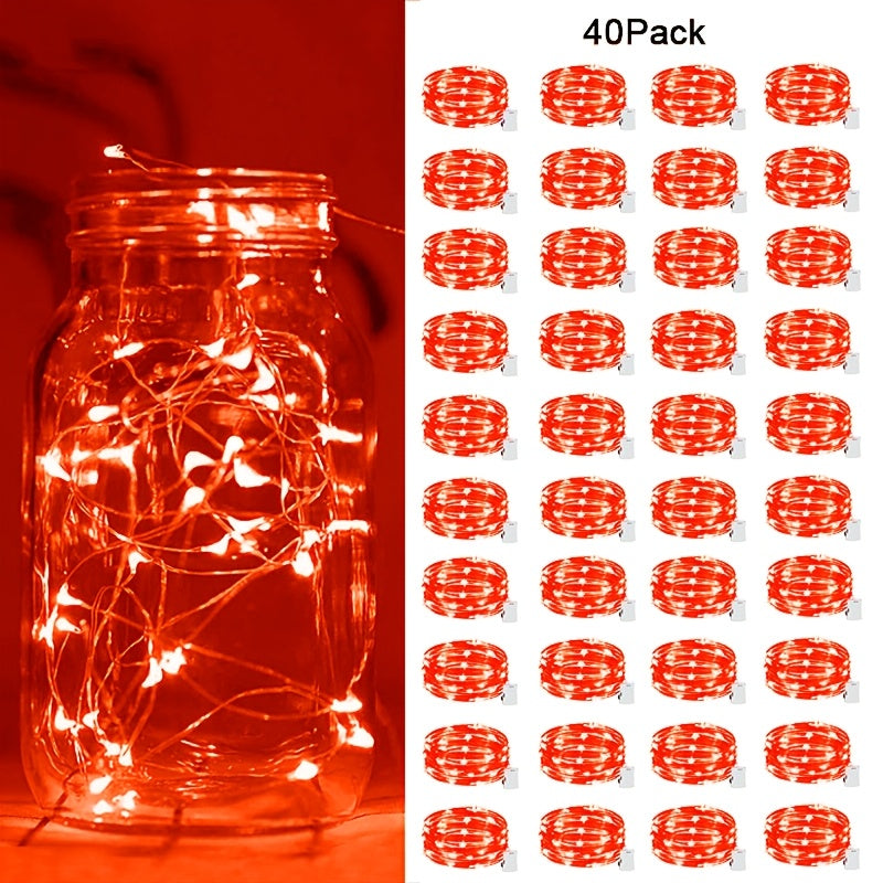 40pcs 童话灯电池驱动的灯串 - 7英尺20 LED迷你灯，带银线萤火虫星光，用于DIY卧室，适合婚礼、派对、节日、圣诞节（闪烁）