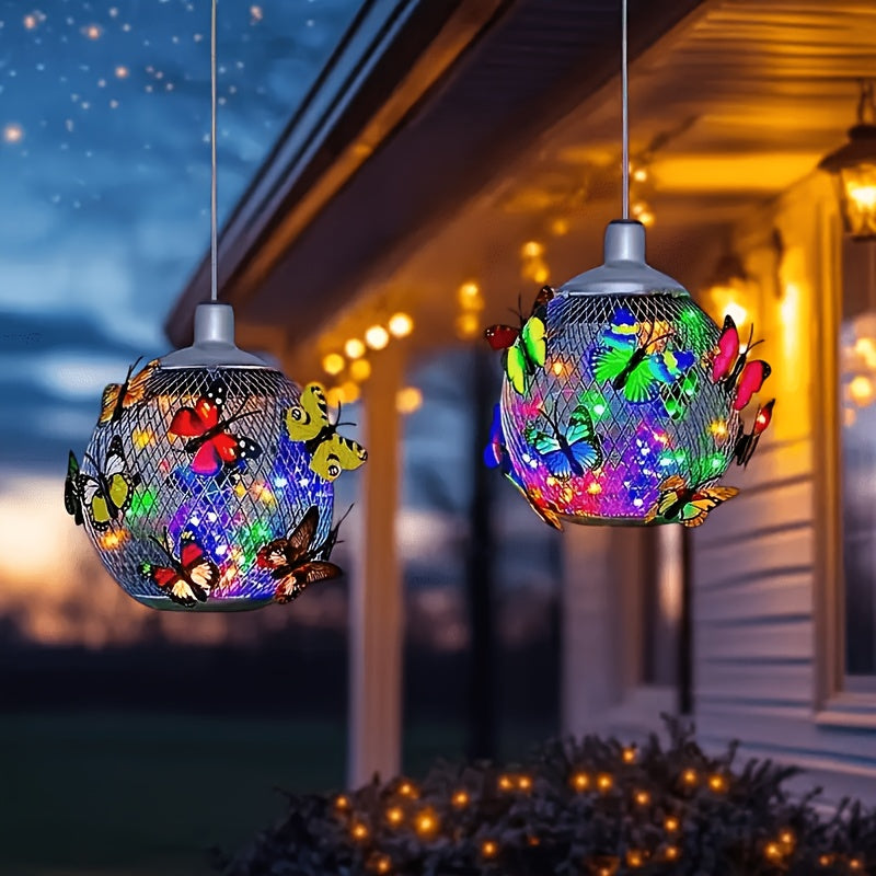 BEAKJEONG One or Two Pieces Outdoor Courtyard Solar Light, Butterfly Globe Light, Suitable for Mother's Day, Valentine's Day, Birthday Party, Wedding Decoration, Lawn, Garden, Patio Creative Animal Style Solar Light Holiday Decoration,