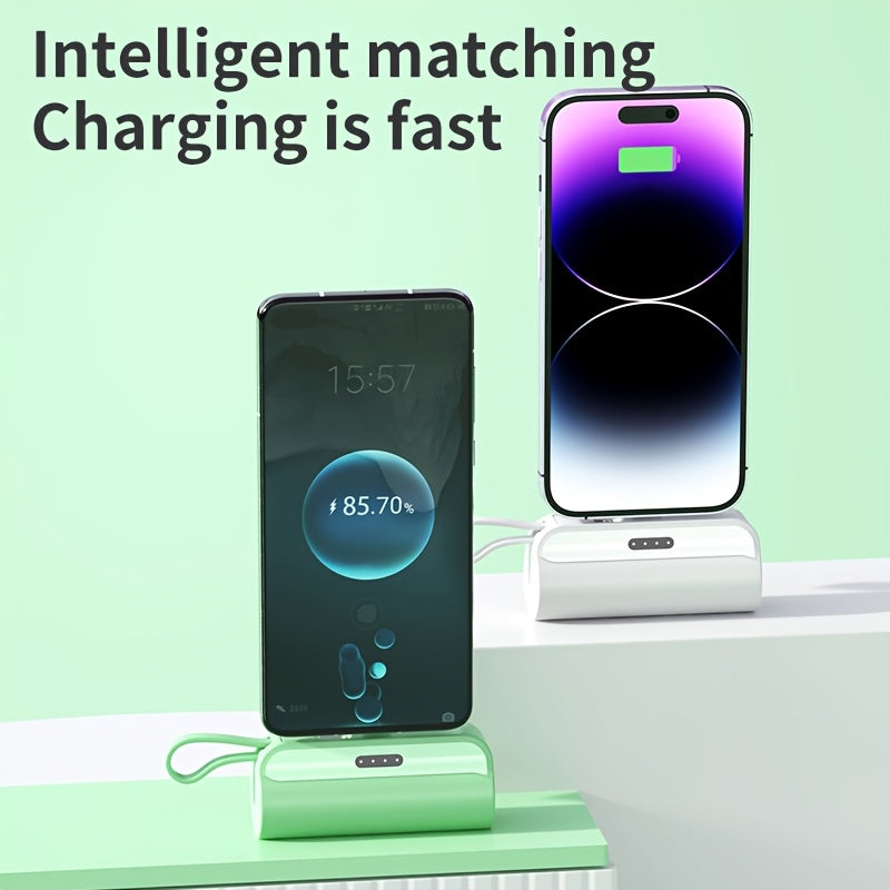 1pc BYGP 5000mAh Mini Power Bank - The thinnest Lightning and Type-C portable charger, suitable for iPhone 15/14/13, for samsung/Android mini emergency backup battery pack