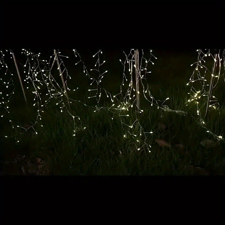 Solar Fireworks Courtyard Light - Copper-Plated Wire String Light with Nickel Battery, Semi-Flush Mount Installation Suitable for Paths, Lawns and Outdoor Picnics, Holiday Atmosphere Lighting | Decorative Stake | Easy-to-Clean Material