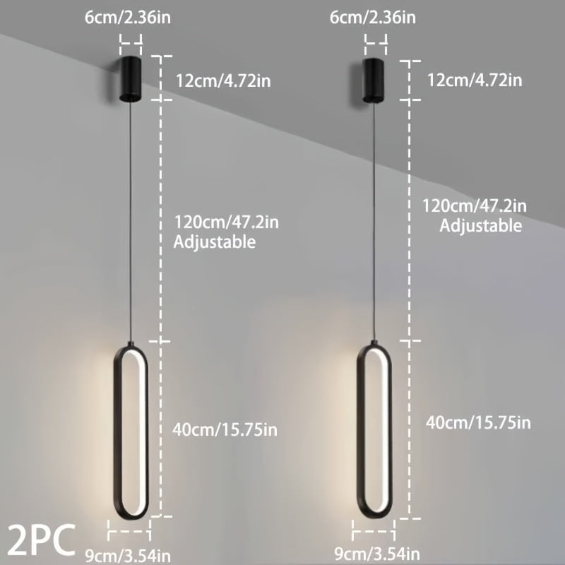 2-Piece, Ceiling Iron Pendant Light, Includes LED Warm Light and White Light, Acrylic Flicker-Free, Suitable for Dining Room, Living Room, Bedroom, Bar and Other Places