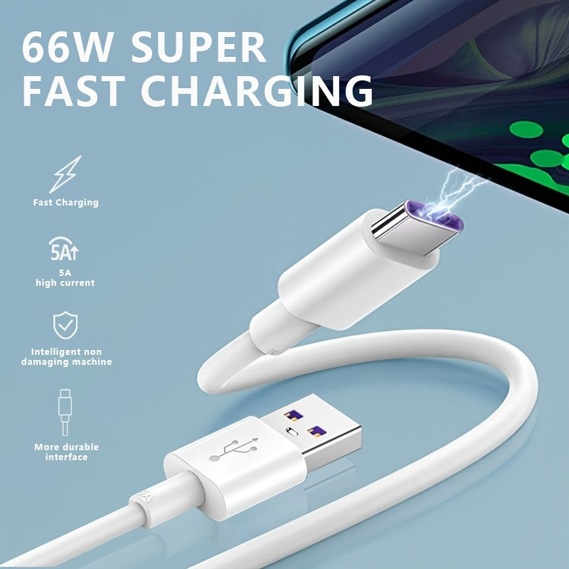 Fast Charging USB-Power Adapter Compatible for Samsung S20/S9/S8, Huawei P40/Mate 30, Xiaomi, for Redmi, for Oppo, for vivo Smartphones - Type-C to Type-C Fast Charger with PVC, Flat Data Cord